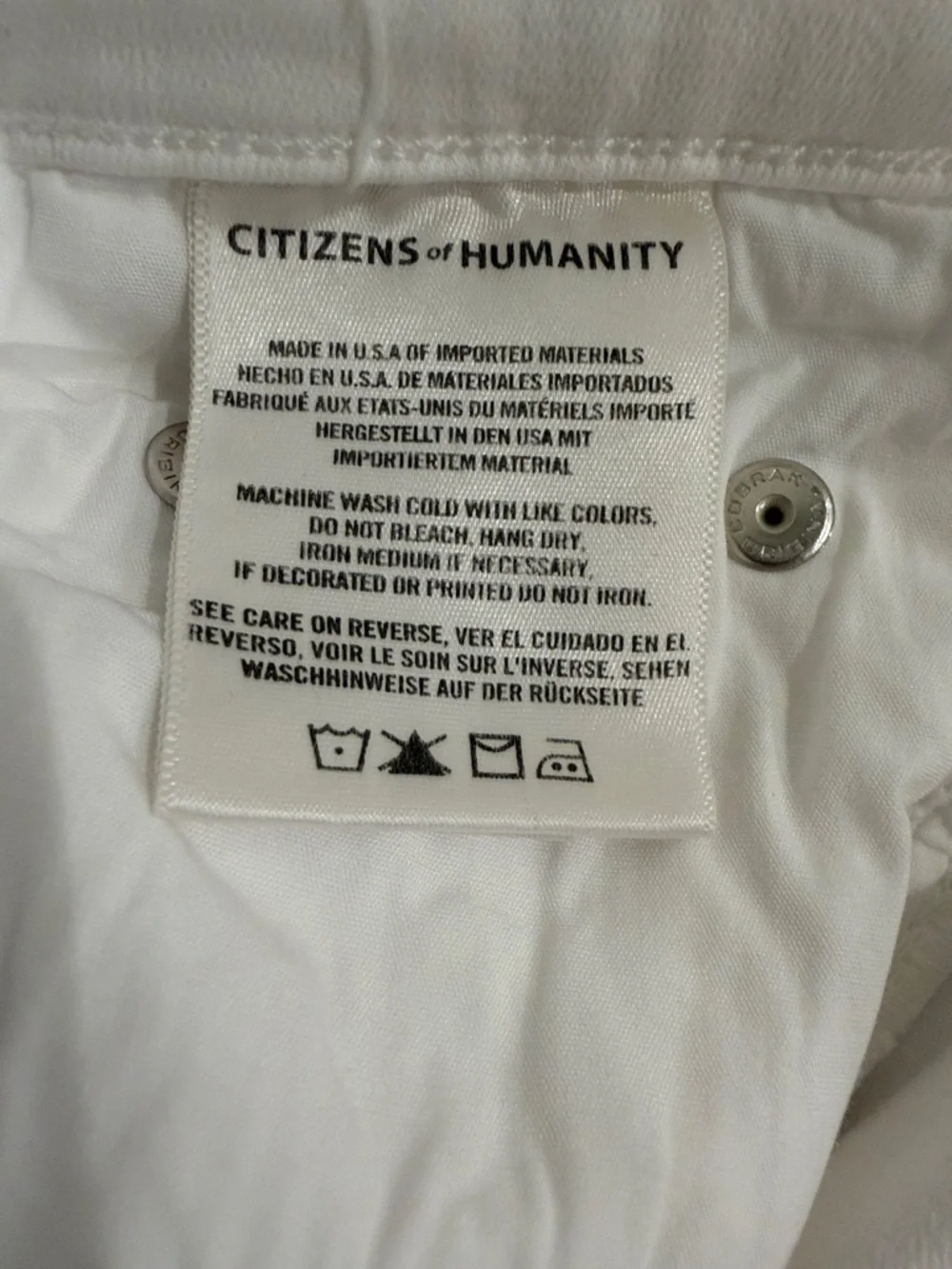 Citizens of Humanity Cara High Rise Cigarette Ankle Jeans White Size 31